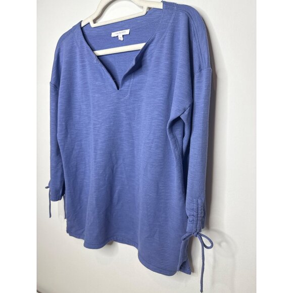 Talbots Top Womens Ruched Elbow Sleeve T Shirt Size S Blue Stretch Tee Casual - Picture 6 of 9